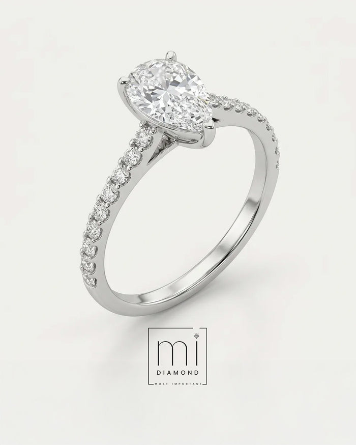 1.24 Carat D color Vs1 damla IGI Sertifikalı Laboratuvar Pırlanta Yüzük