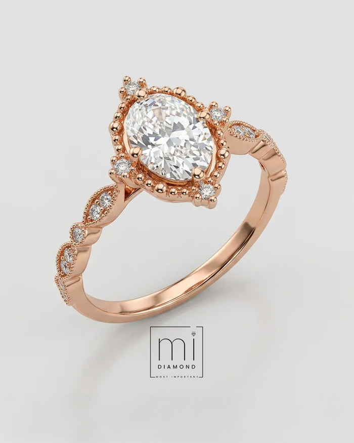 0.85 Carat Oval Vintage Laboratuvar Pırlanta Yüzük