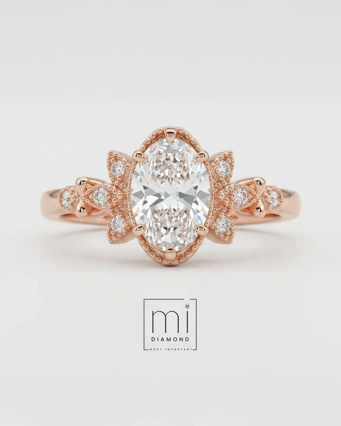 0.70 Carat Oval Vintage Laboratuvar Pırlanta Yüzük