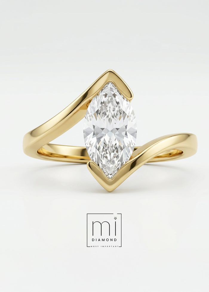 1.54 Carat D color Vs1 Mekik IGI Sertifikalı Laboratuvar Pırlanta Yüzük