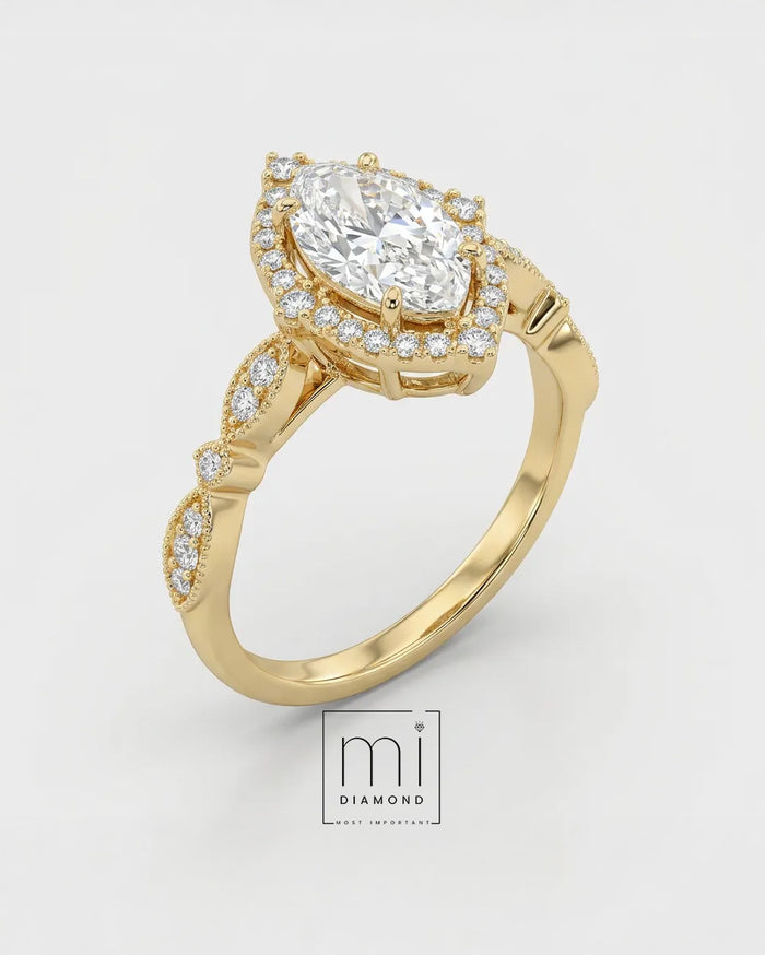0.80 Carat Oval Vintage Laboratuvar Pırlanta Yüzük