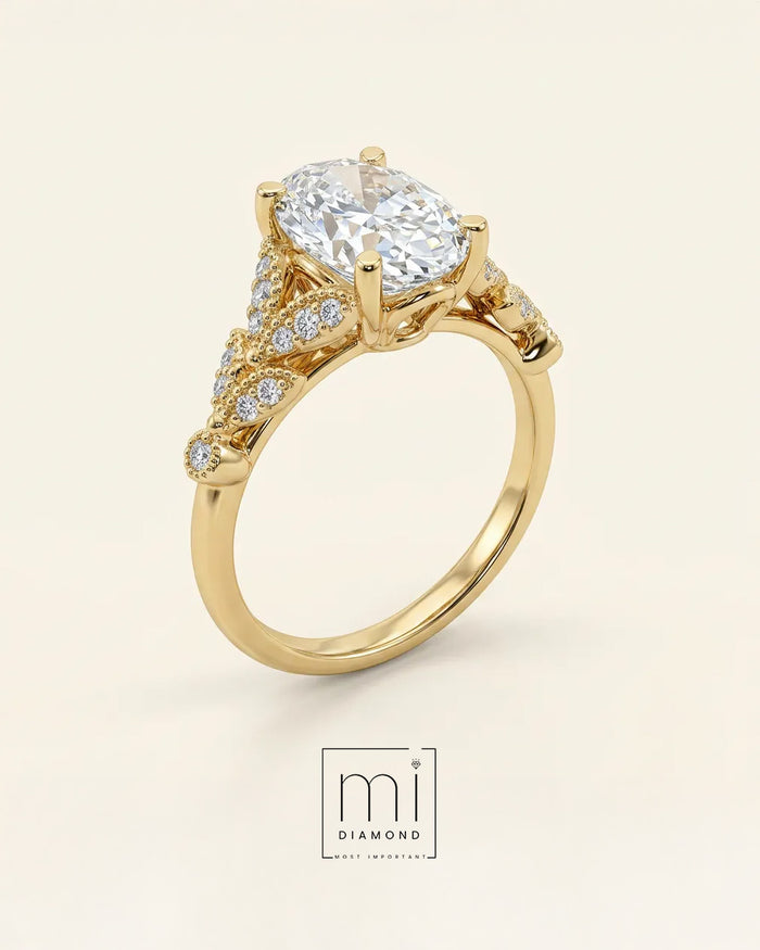1.22 Carat  D color Vs1 Oval Vintage IGI Sertifikalı Laboratuvar Pırlanta Yüzük