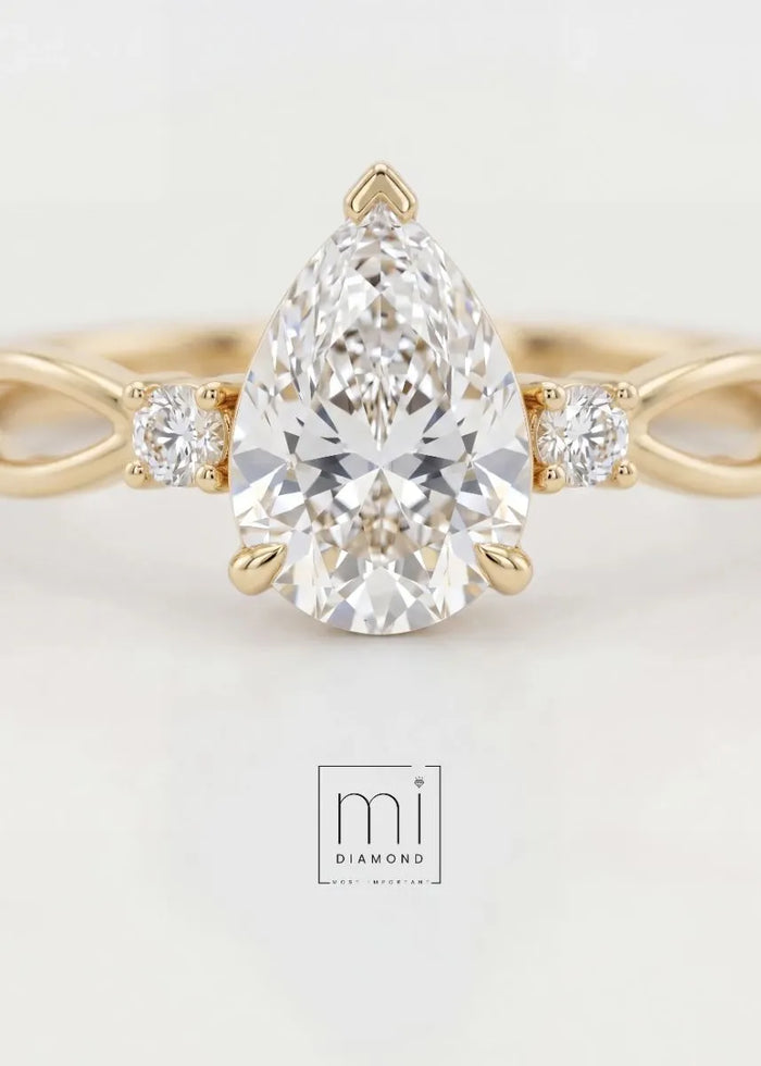 1.13 Carat-D COLOR VS1-Damla-Vintage-IGI Sertifikalı Lab. Pırlanta Yüzük 1