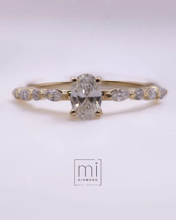 1.35 Carat Vintage D color VS1 Oval IGI sertifikalı labaratuvar pırlanta yüzük 1