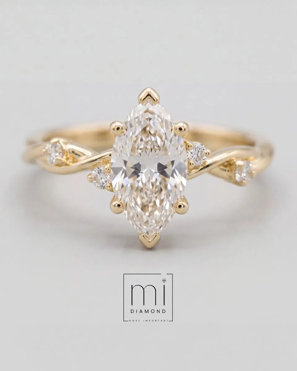 0.50 Carat EF color VVS Markiz IGI Sertifikalı Labaratuvar Pırlantalı Yüzük 1