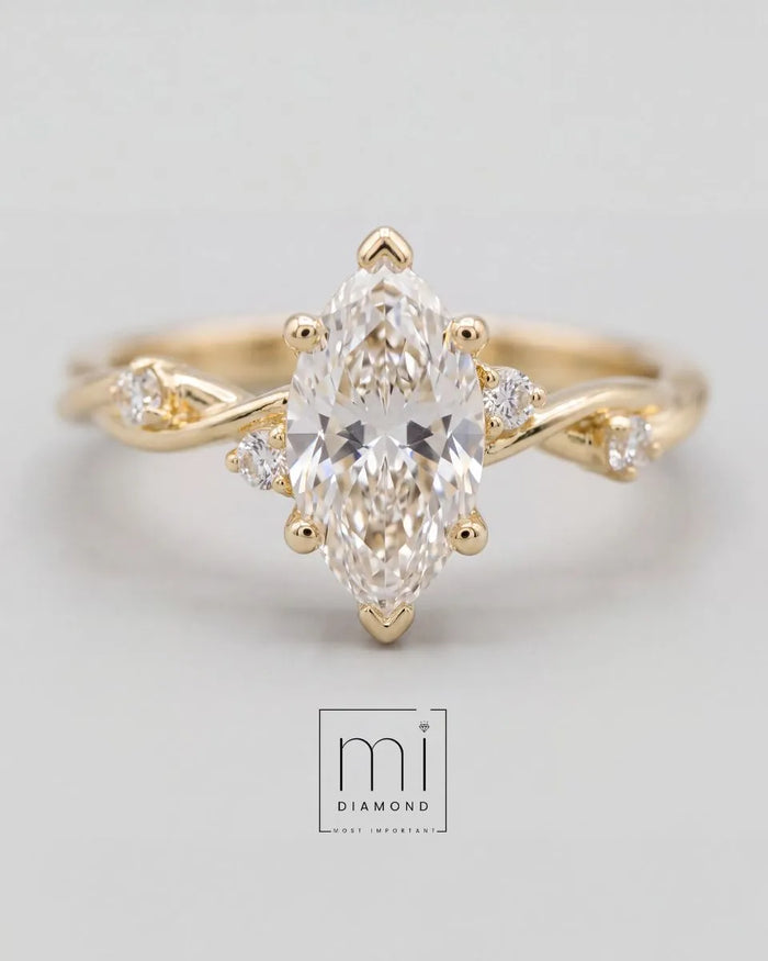 0.50 Carat EF color VVS Markiz IGI Sertifikalı Labaratuvar Pırlantalı Yüzük 1