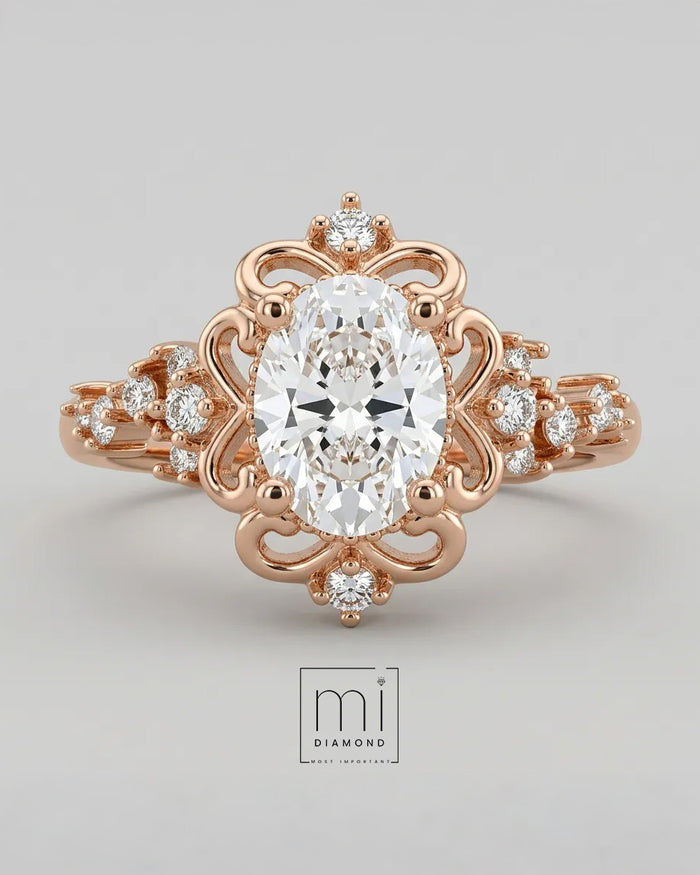 0.80 Carat  Oval Vintage Laboratuvar Pırlanta Yüzük