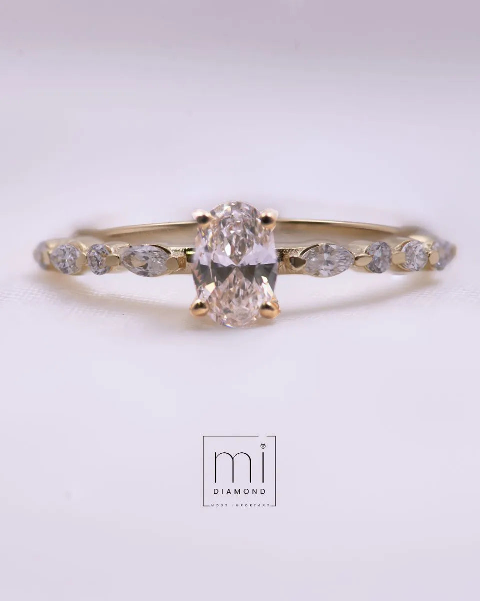 0.60 Carat Oval Vintage IGI Sertifikalı Lab. Pırlanta Yüzük 1
