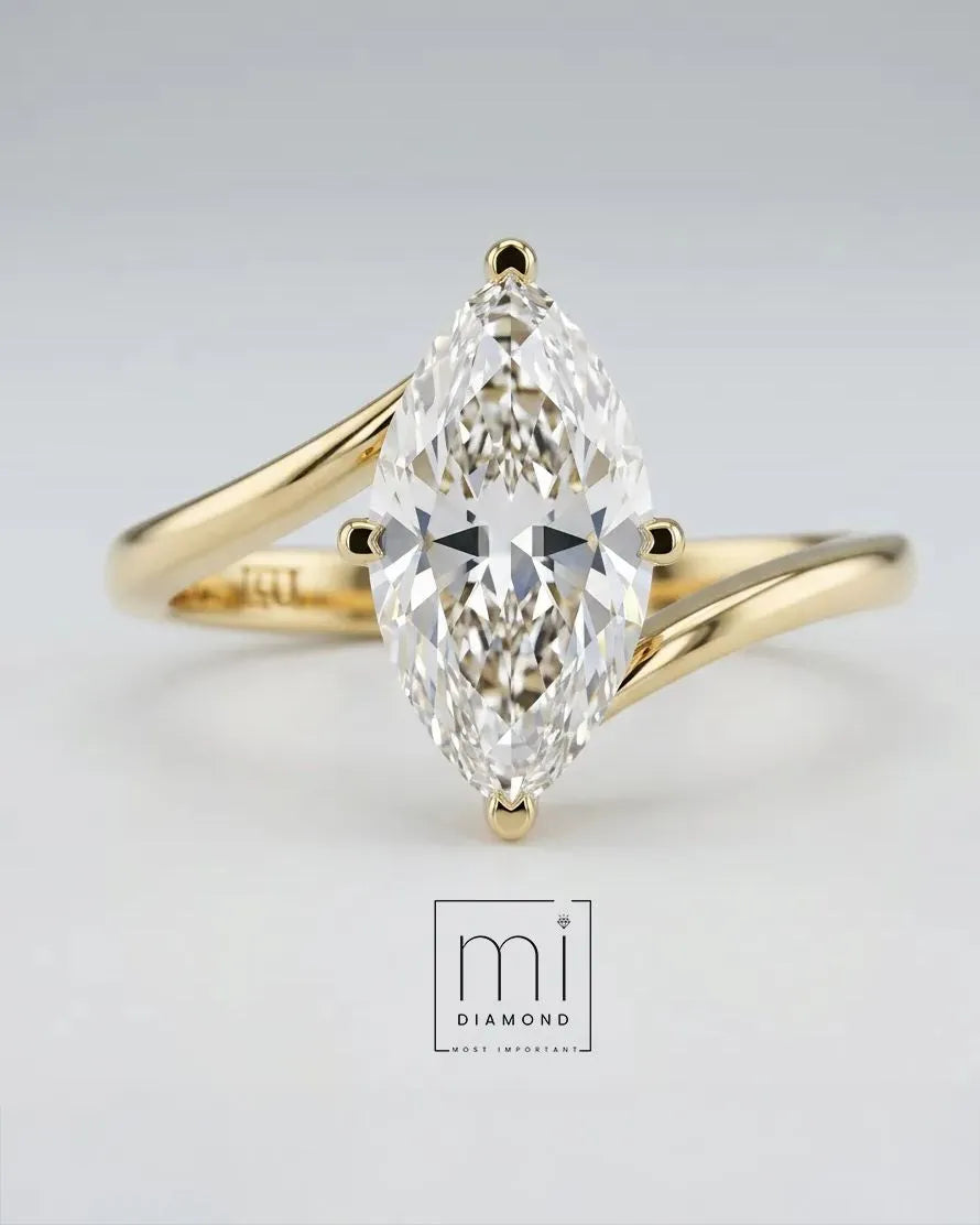 2.02 Carat D color Vs1 Markiz IGI Sertifikalı Lab. Pırlanta Yüzük 1